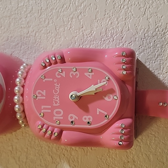 Jeweled Flamingo Pink Lady Kit-Cat Klock clock RARE Vintage - Picture 3 of 4